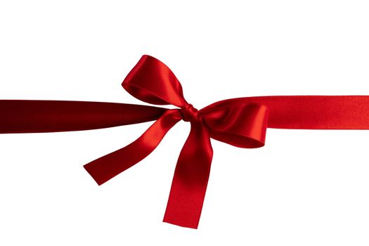 Red ribbon bow isolated on white background