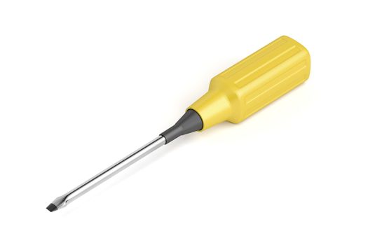 Screwdriver with rubber handle on white background