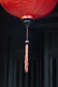 Red decorative Chinese lantern, view from below