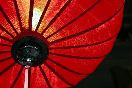 Red decorative Chinese lantern, view from below