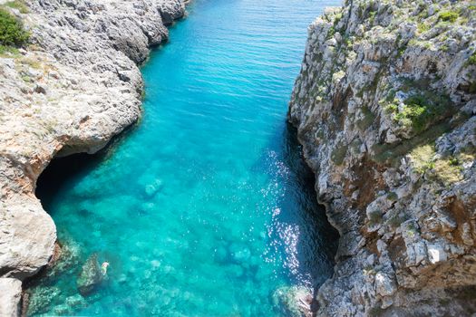 Apulia, Leuca, Italy, Grotto of Ciolo - Turquoise water at Grotto Ciolo