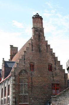 Beautiful old house with stepped gables, built of red brick stones  Sch�nes altes Haus mit Stufengiebel, aus roten Klinkersteinen erbaut