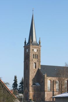 View of the church in Reichenbach near Baumholder, Germany  Ansicht der Kirche in Reichenbach bei Baumholder,Deutschland
