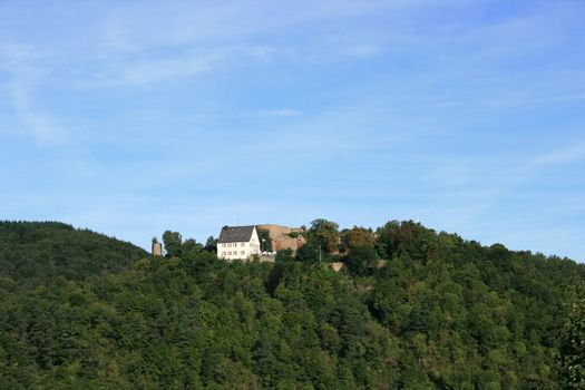 View of the castle ruins Kyrburg in Kirn, Germany  Ansicht der Burgruine Kyrburg bei Kirn,Deutschland