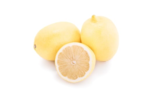 Several lemons isolated on white background.