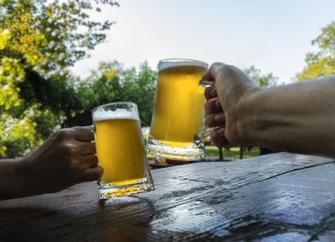 the toast with two glasses of beer