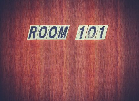 Fear Concept Image Of A Grungy Old Door With A Room 101 Sign