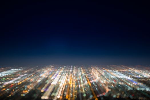 Abstract long exposure, experimental surreal photo, city and vehicle lights at night
