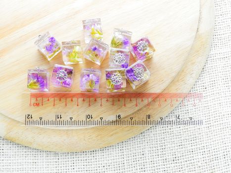 Dried flower in crystal clear resin pendant necklace, pendant with a real flowers. 
