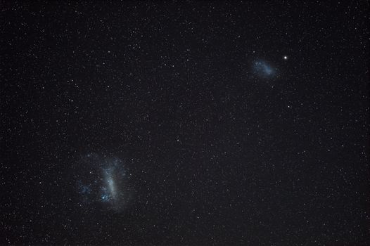 Magellanic Clouds in Australian night sky seen on southern hemisphere during night