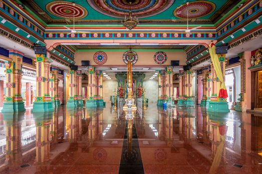 Sri Mahamariamman Temple colorful main room of Hindu temple in Kuala Lumpur Malaysia