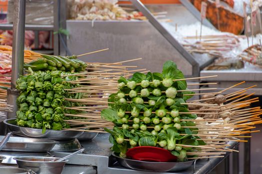 Vegetable sticks on street food market in Kuala Lumpur