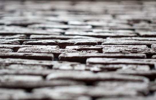 horizontal view of bricks on the wall