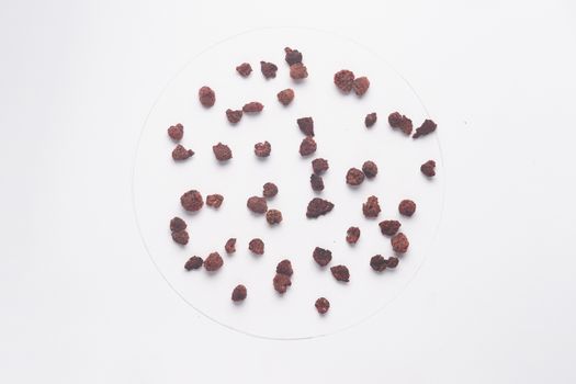 Dried raspberries isolated on white backgroud. 