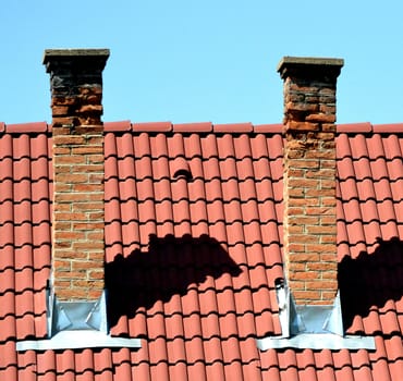 Roof with a couple of chimney