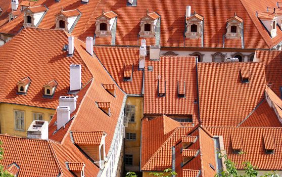 Houses with tiled roofs