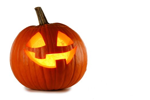 Glowing Halloween Pumpkin isolated on white background
