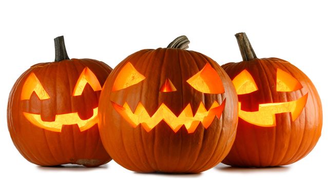 Three Halloween Pumpkins isolated on white background