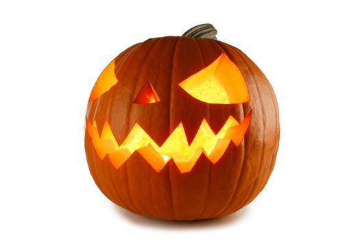 Glowing Halloween Pumpkin isolated on white background