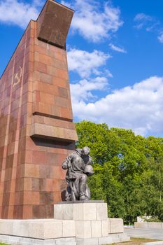 Soviet War Memorial Treptower Park in Berlin, Germany. Statue of Soviet soldier at the Soviet War Memorial in Treptower Park in Berlin.