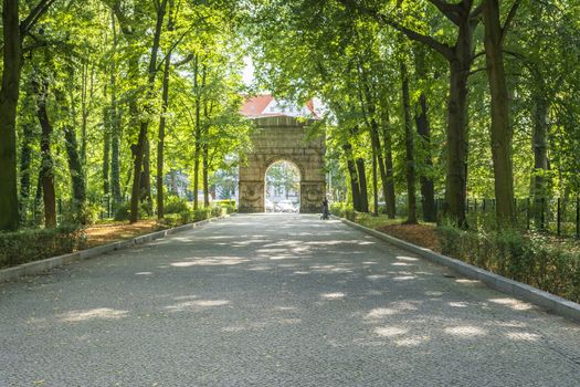 Arch at the exit of Treptow Park in Berlin, Germany.