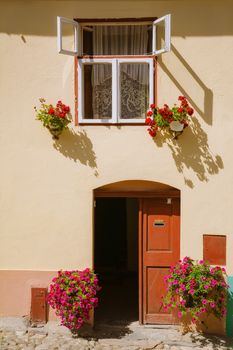 Entrance to the medieval house in Sighisoara, Romania