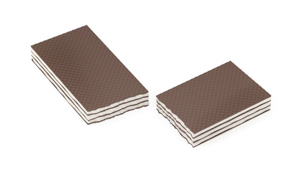 Broken wafers on a white background 