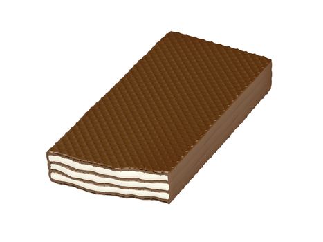 Chocolate wafer with vanilla or milk filling isolated on white background 