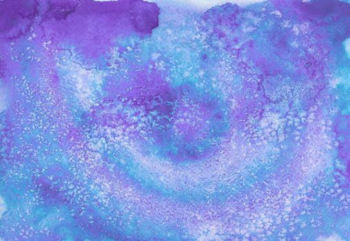 Abstract background handdrawn in watercolor with lilac blue colors