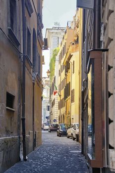 photo of narrow alleys of the old city in the center of Rome