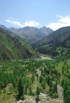 Mountain canyon in summer near the Chimbulak ski resort, Almaty, Kazakhstan