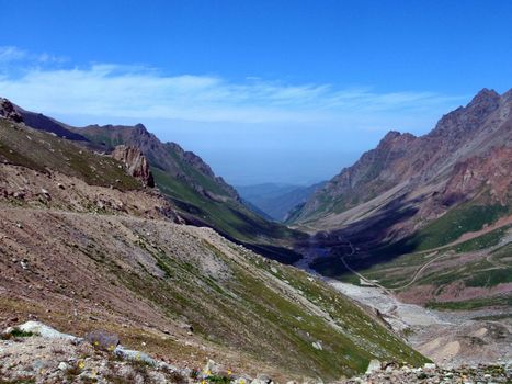 Mountain canyon in summer near the Chimbulak ski resort, Almaty, Kazakhstan