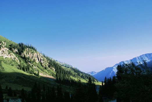 Mountain canyon in summer near the Chimbulak ski resort, Almaty, Kazakhstan