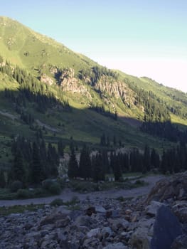 Mountain canyon in summer near the Chimbulak ski resort, Almaty, Kazakhstan