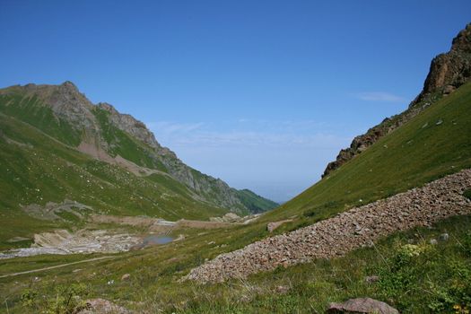 Mountain canyon in summer near the Chimbulak ski resort, Almaty, Kazakhstan