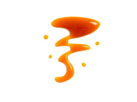 sweet caramel sauce isolated on white background Top view or flat lay. Caramel isolated on white with clipping path.