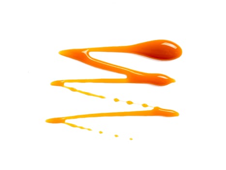 sweet caramel sauce isolated on white background Top view or flat lay. Caramel isolated on white with clipping path.