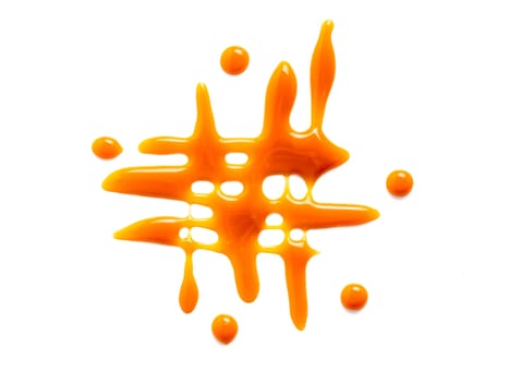 sweet caramel sauce isolated on white background Top view or flat lay. Caramel isolated on white with clipping path.