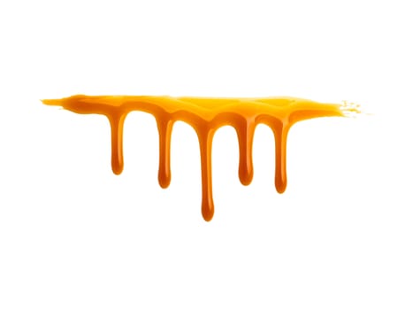 sweet caramel sauce isolated on white background Top view or flat lay. Caramel isolated on white with clipping path.