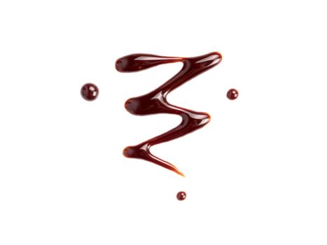 Chocolate sauce on white. Abstract lines made of chocolate or soy sauce isolated on white background