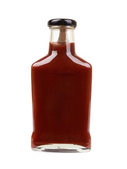 Bottle of tomato sauce isolated on white background