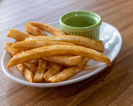 French fries and ketchup on plate