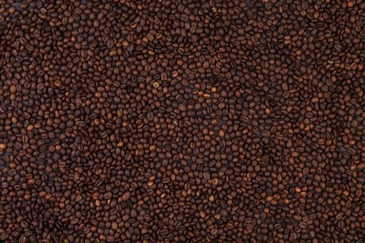 Coffee beans background, coffee texture, top view, copy space