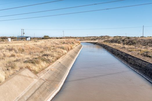 An irrigation canal, originating from the Vanderkloof Dam, near Luckhoff in the Free State Province