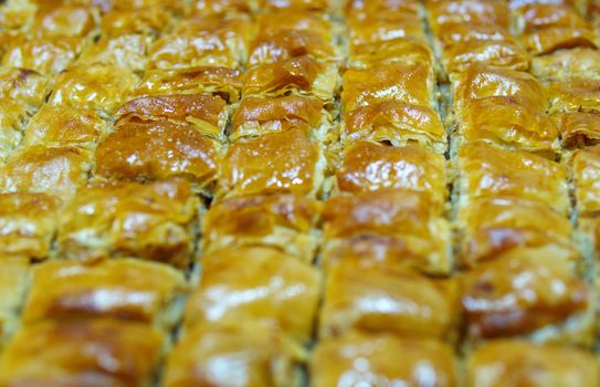 yummy, buttery, walnut home baklava. traditional Turkish dessert. "Gaziantep baklava"