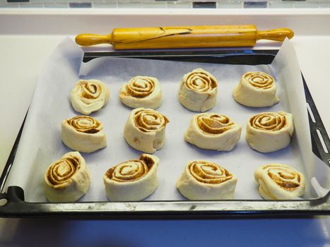 Cinnamon roll dessert. famous european, american breakfast food and dessert