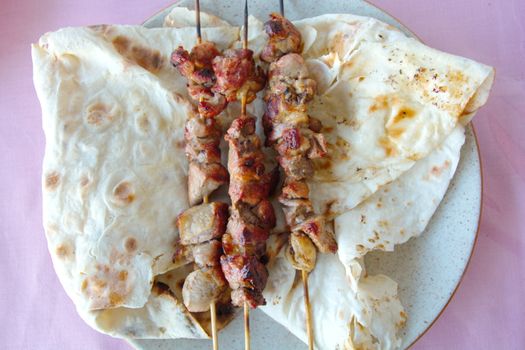 barbecue skewers meat. famous turkish kebab