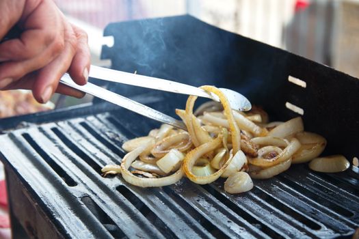 sauté onion barbecued. caramelized grilled onion.