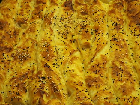 cheesy pastry. sesame, muffin herb and cheese  pastry macro shot