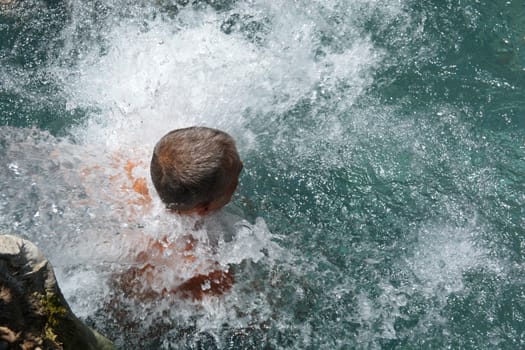 water bubbles and the man. natural massage